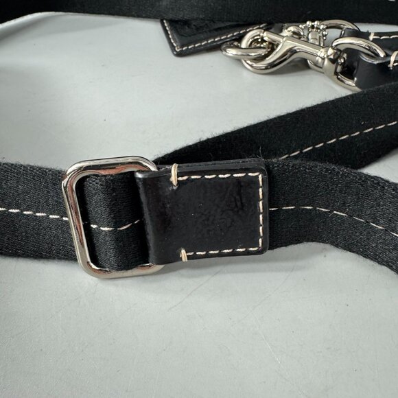 Coach Black Cotton with Black Patern Leather Adjustable Strap w/Fob - Picture 6 of 10